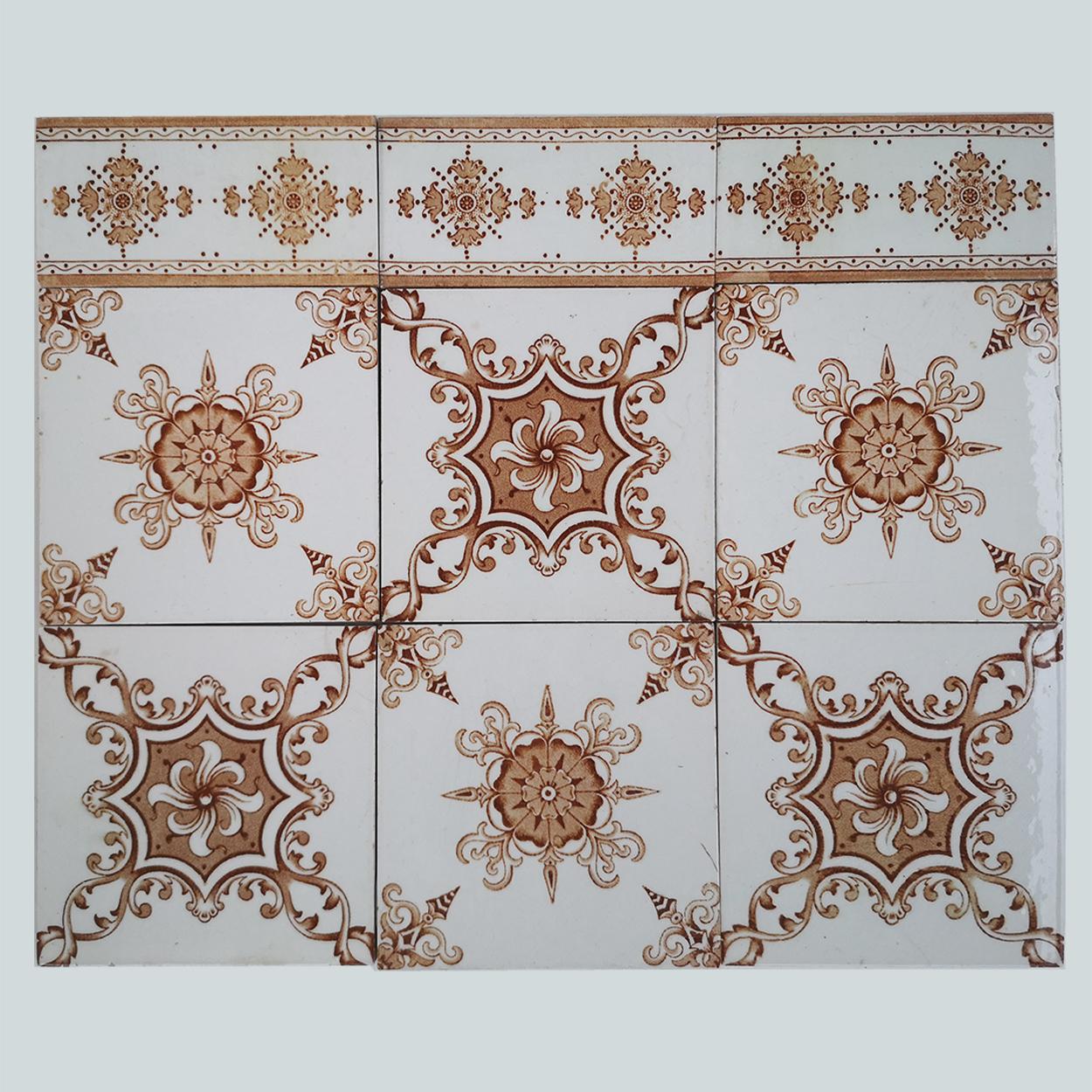 Early 20th Century 1 of the 36 Unique Antique Tiles, Societe Morialme circa 1920, Belgium For Sale