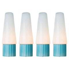 1 der 4 Aqua Ceramic Opaline Glass Wall Lights, Schweden 1960
