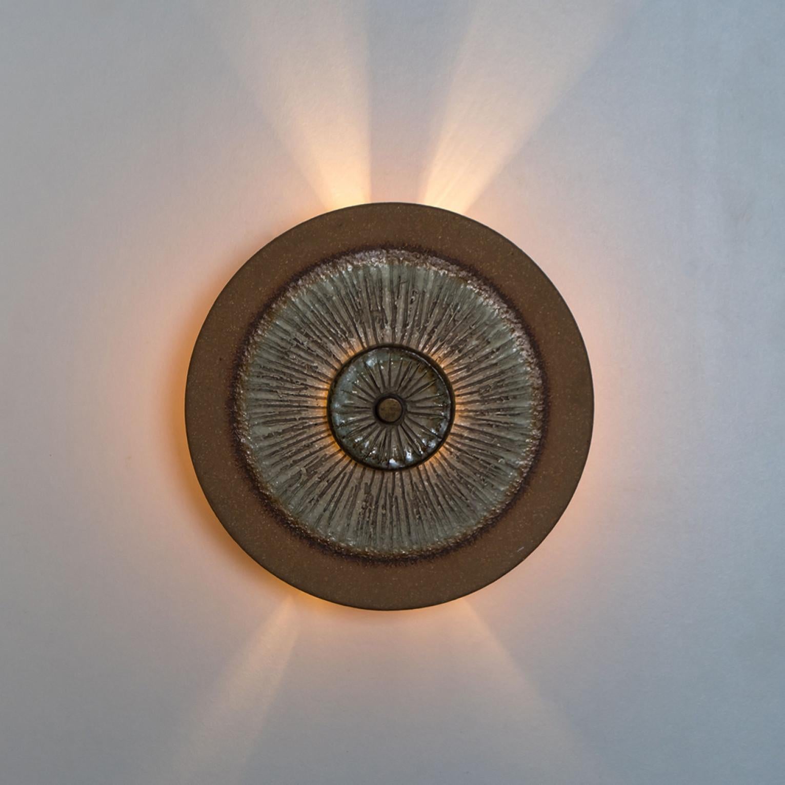 1 of the 4 Brown Grey Ceramic Wall Light, Denmark, 1970 For Sale 1