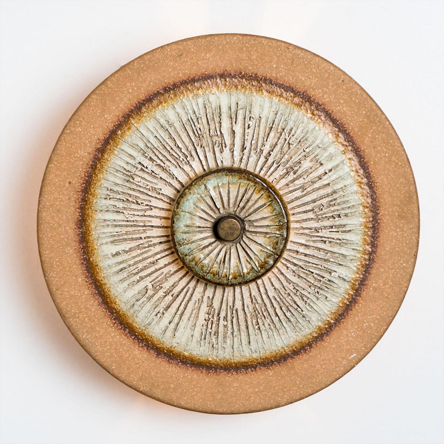 Ceramica 1 delle 4 applique in ceramica grigio marrone, Danimarca, 1970 in vendita
