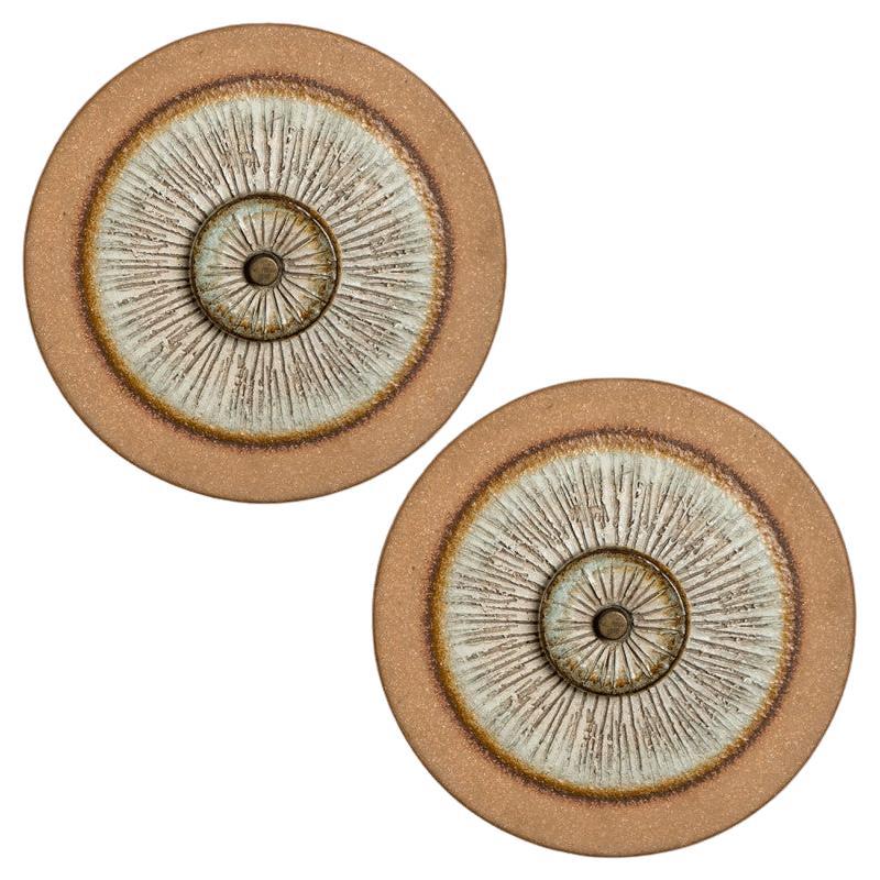 1 of the 4 Brown Grey Ceramic Wall Light, Denmark, 1970 For Sale