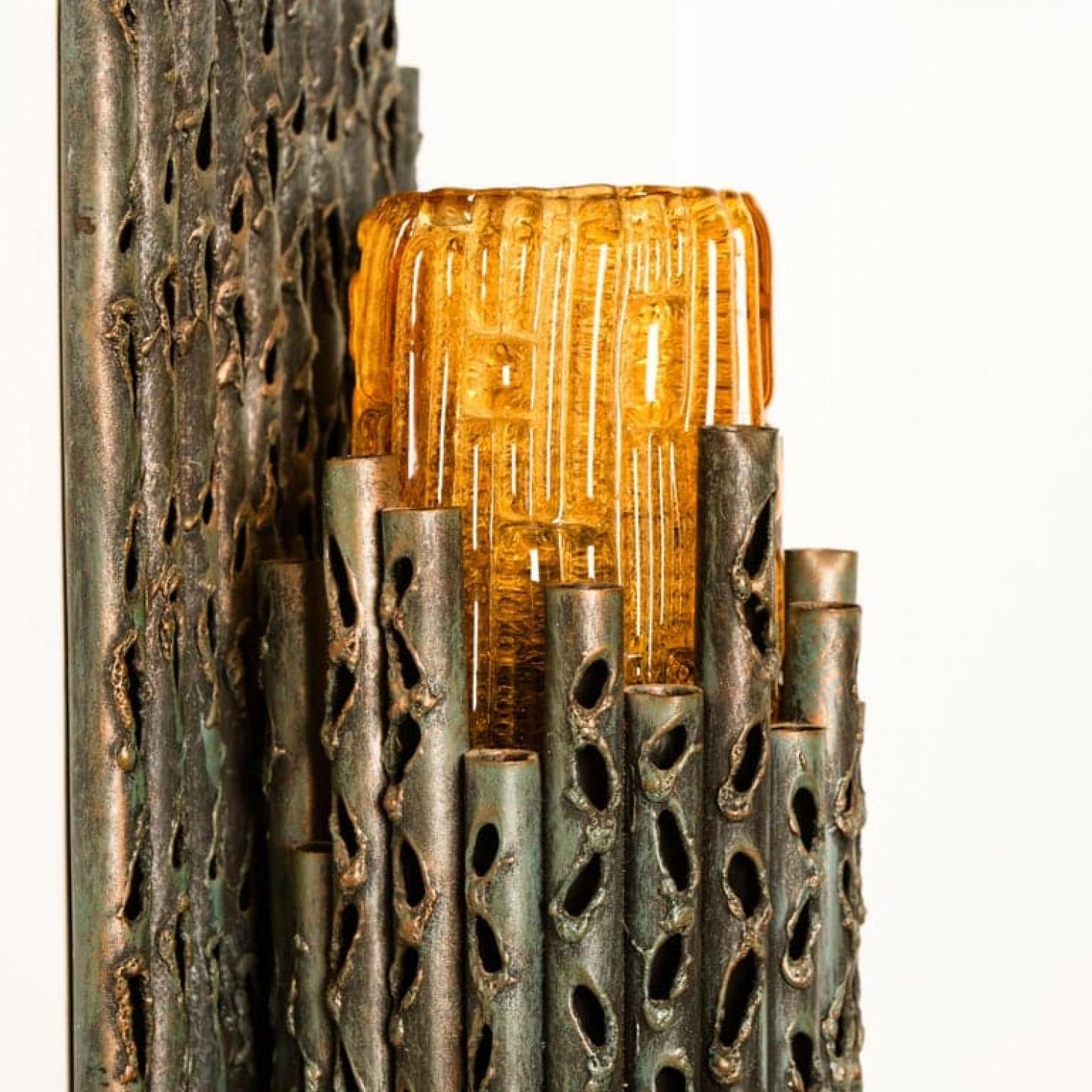 1 de los 4 Bollos de Pared Brutalistas con Cristal de Murano de Marcello Fantoni, años 60 en venta 2