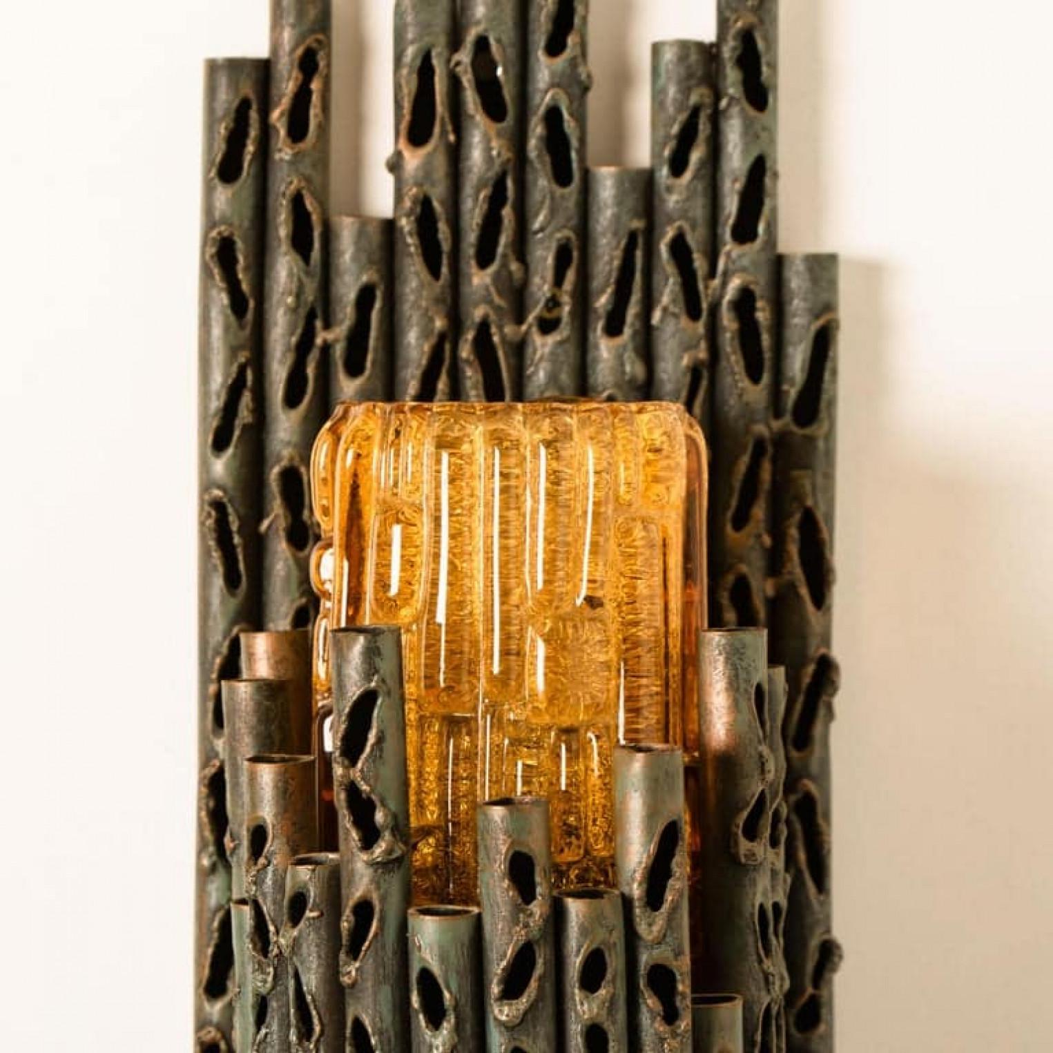 1 des 4 appliques murales brutalistes avec verre de Murano de Marcello Fantoni, années 1960 en vente 3