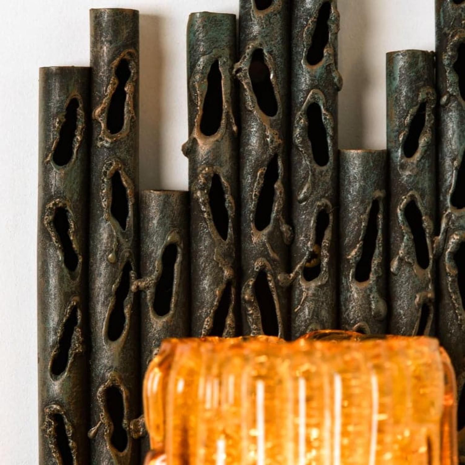 1 de los 4 Bollos de Pared Brutalistas con Cristal de Murano de Marcello Fantoni, años 60 en venta 1