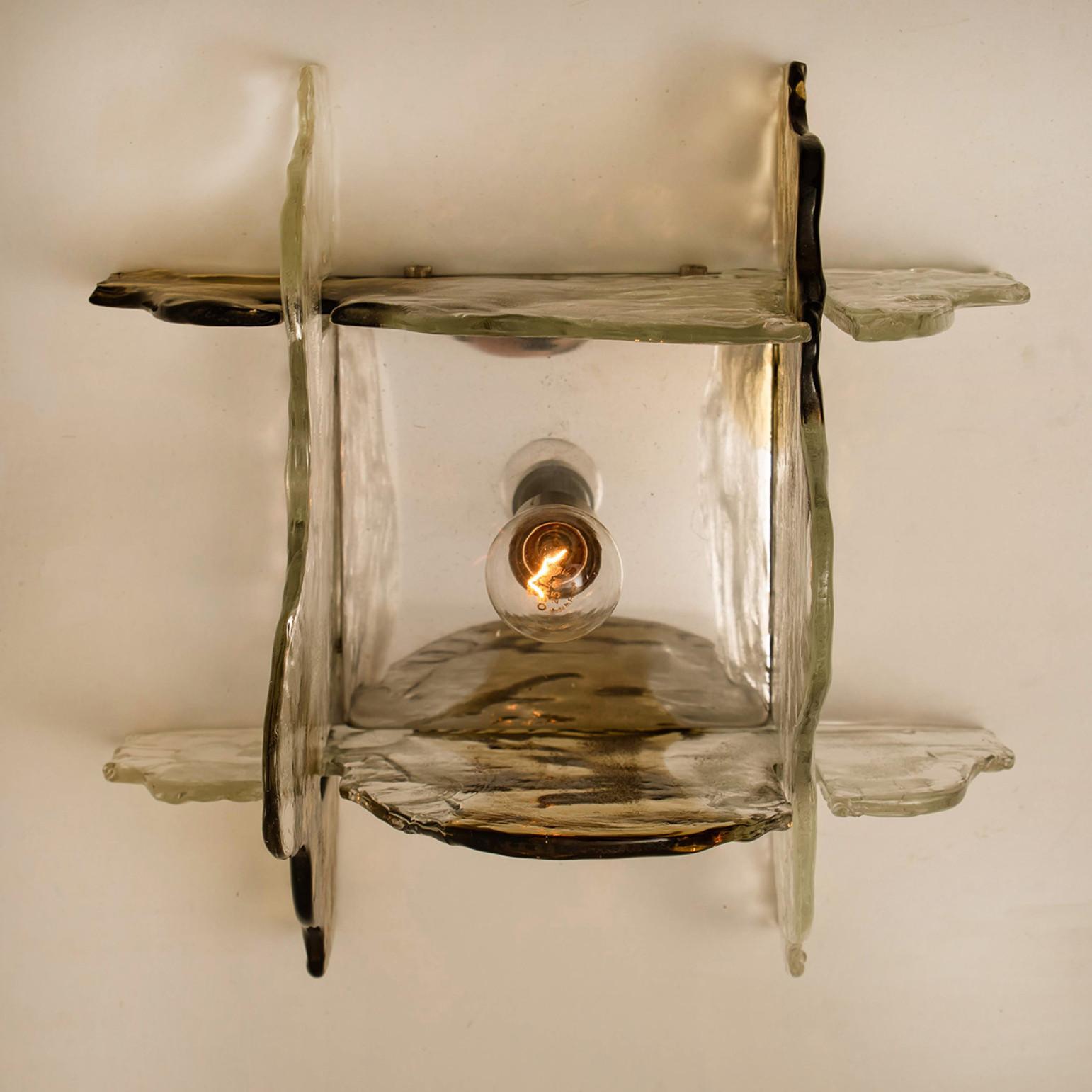 1 of the 4 Carlo Nason Flush Mount Murano Glass Light by Mazzega, Italy, 1960s For Sale 9