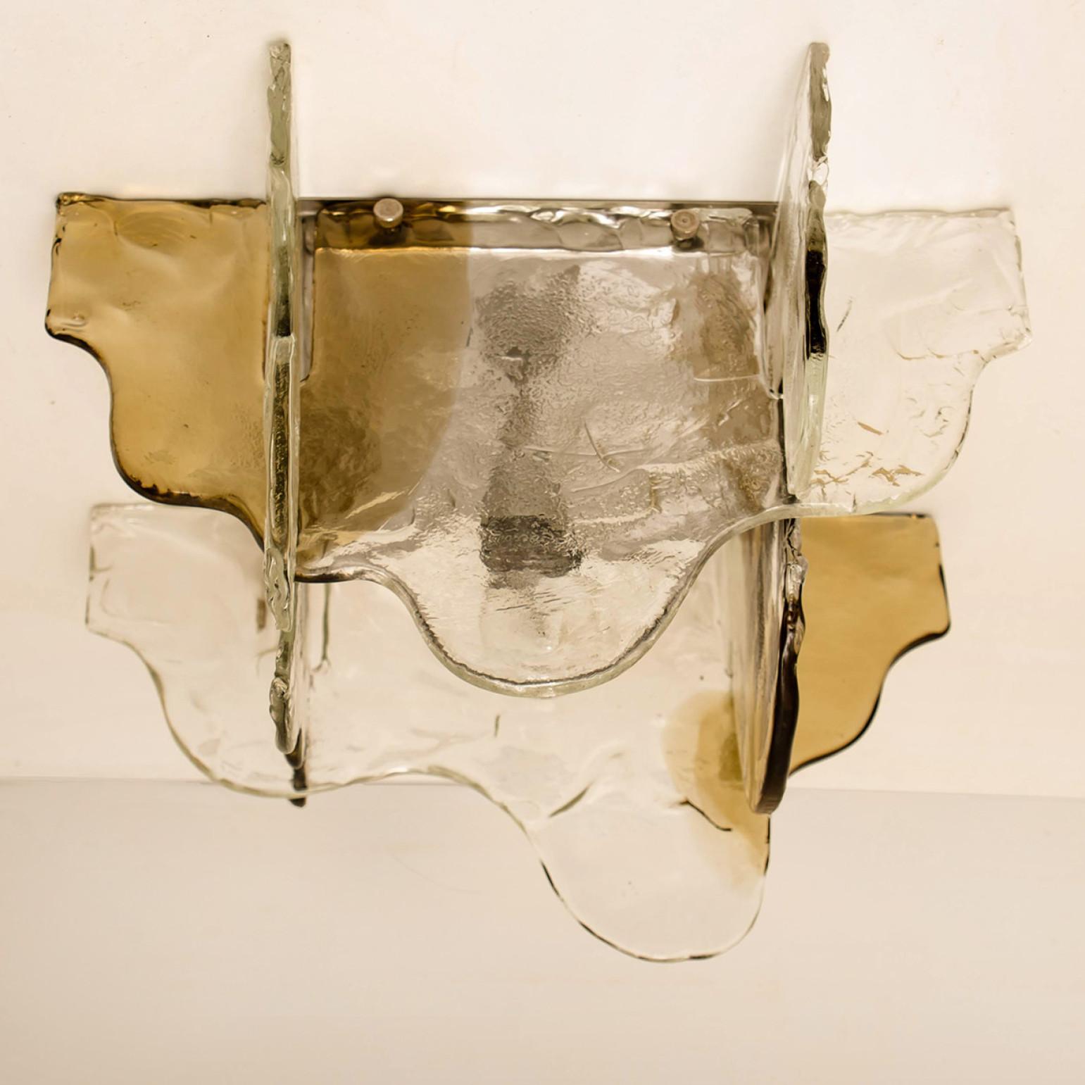 Mid-Century Modern 1 des 4 Carlo Nason Flush Mount Murano Glass Light by Mazzega, Italy, 1960s en vente
