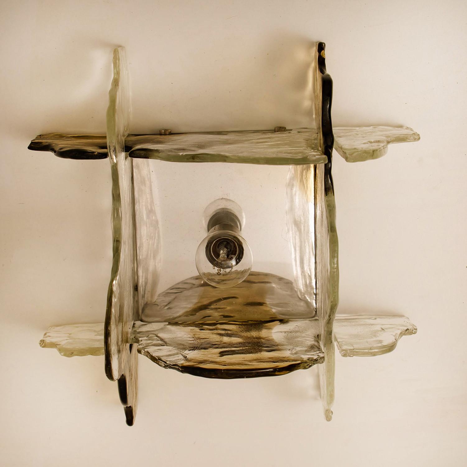 Mid-20th Century 1 of the 4 Carlo Nason Flush Mount Murano Glass Light by Mazzega, Italy, 1960s For Sale