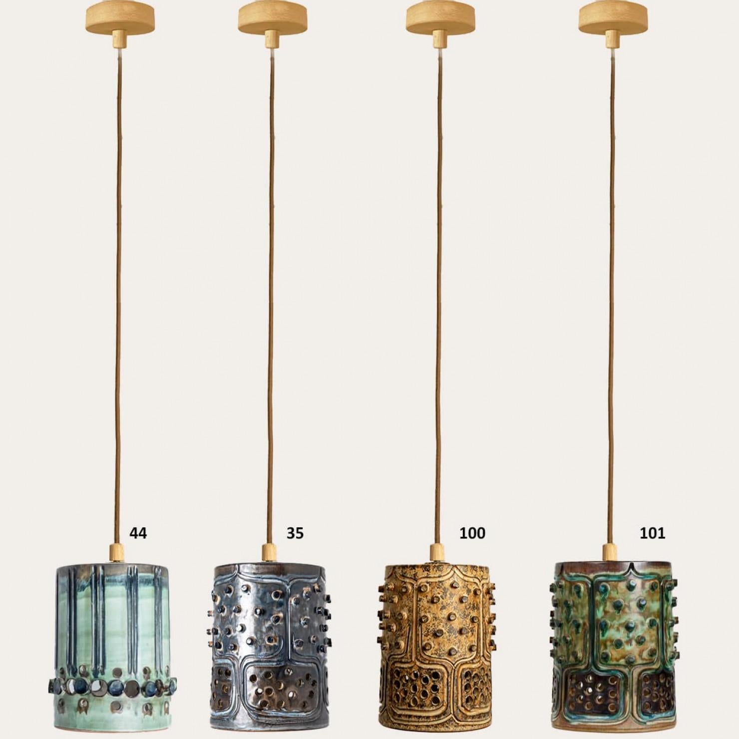 1 de los 4 Colgantes de Cerámica Verde Azul Marrón, Dinamarca 1970 9