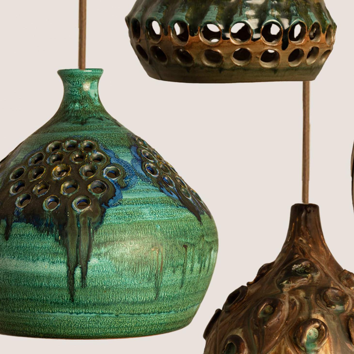 Brutalismo 1 dei 4 ciondoli in ceramica Greene & Greene, Danimarca 1970 in vendita