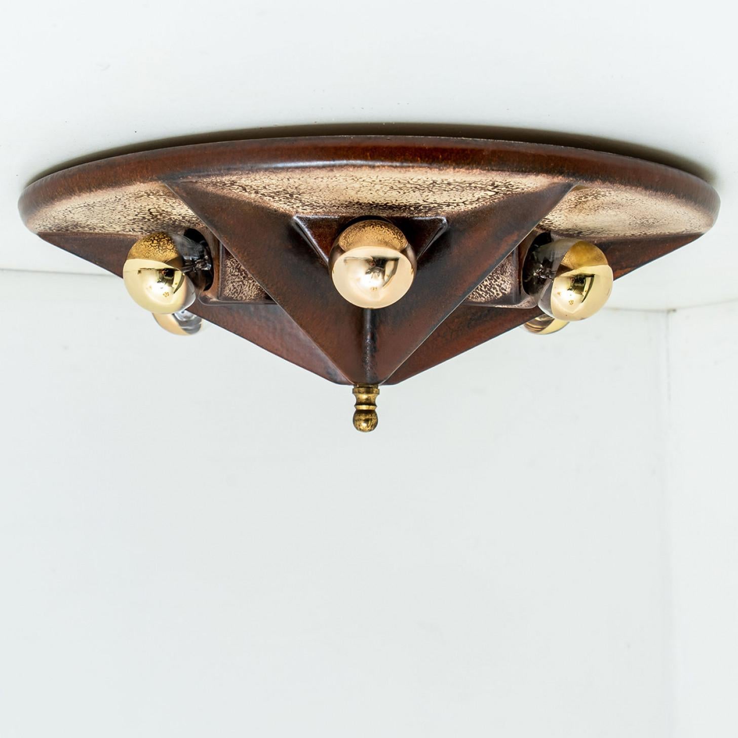 1 delle 4 lampade in ceramica Star Brown Beige, Germania, anni '70 in vendita 8
