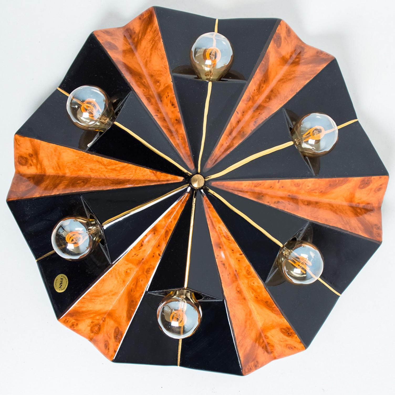 1 delle 4 lampade in ceramica Star Brown Beige, Germania, anni '70 In condizioni buone in vendita a Rijssen, NL