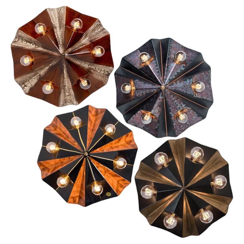 1 of the 4 Ceramic Star Brown Beige Ceramic Lamps, Germany, 1970s