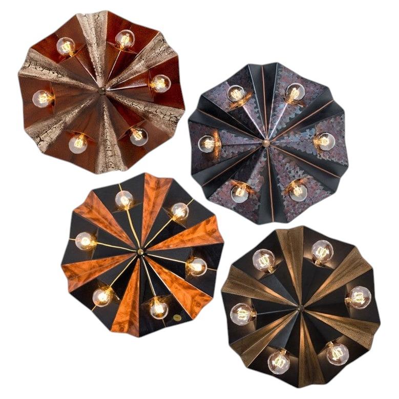 1 of the 4 Ceramic Star Brown Beige Ceramic Lamps, Germany, 1970s
