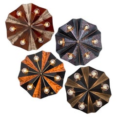 1 des 4 lampes en céramique Star Brown Beige, Allemagne, années 1970
