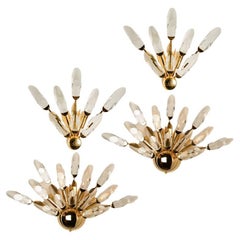 1 delle 4 applique in cristallo e ottone dorato di Oscar Torlasco per Stilkronen