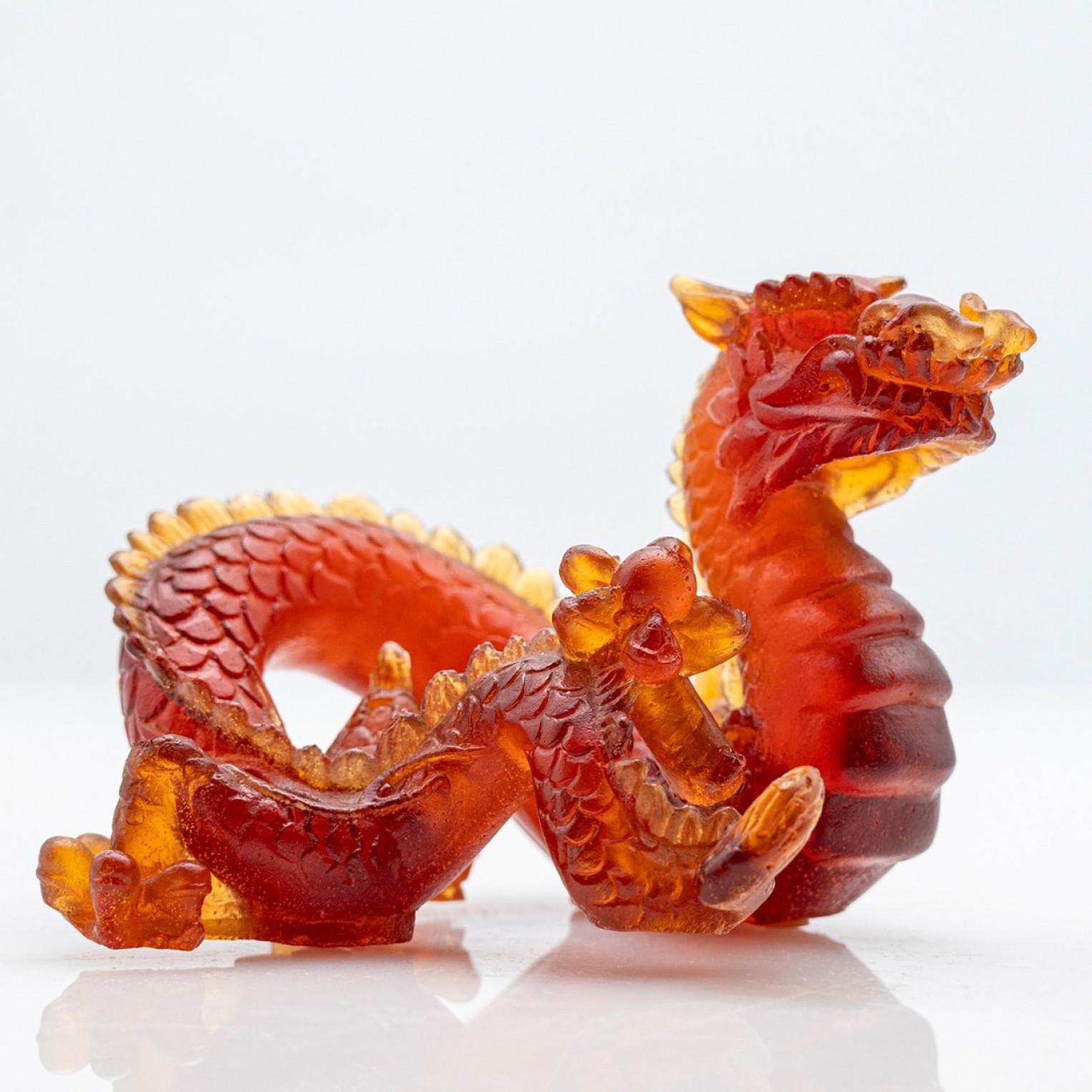1 de las 4 esculturas Daum Art Glass Brown Green Clear Violet Dragon, Francia en venta 3