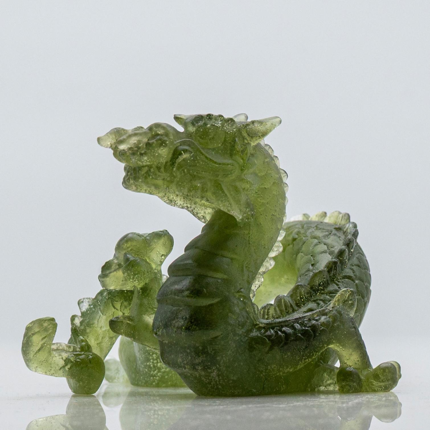 1 de las 4 esculturas Daum Art Glass Brown Green Clear Violet Dragon, Francia en venta 11