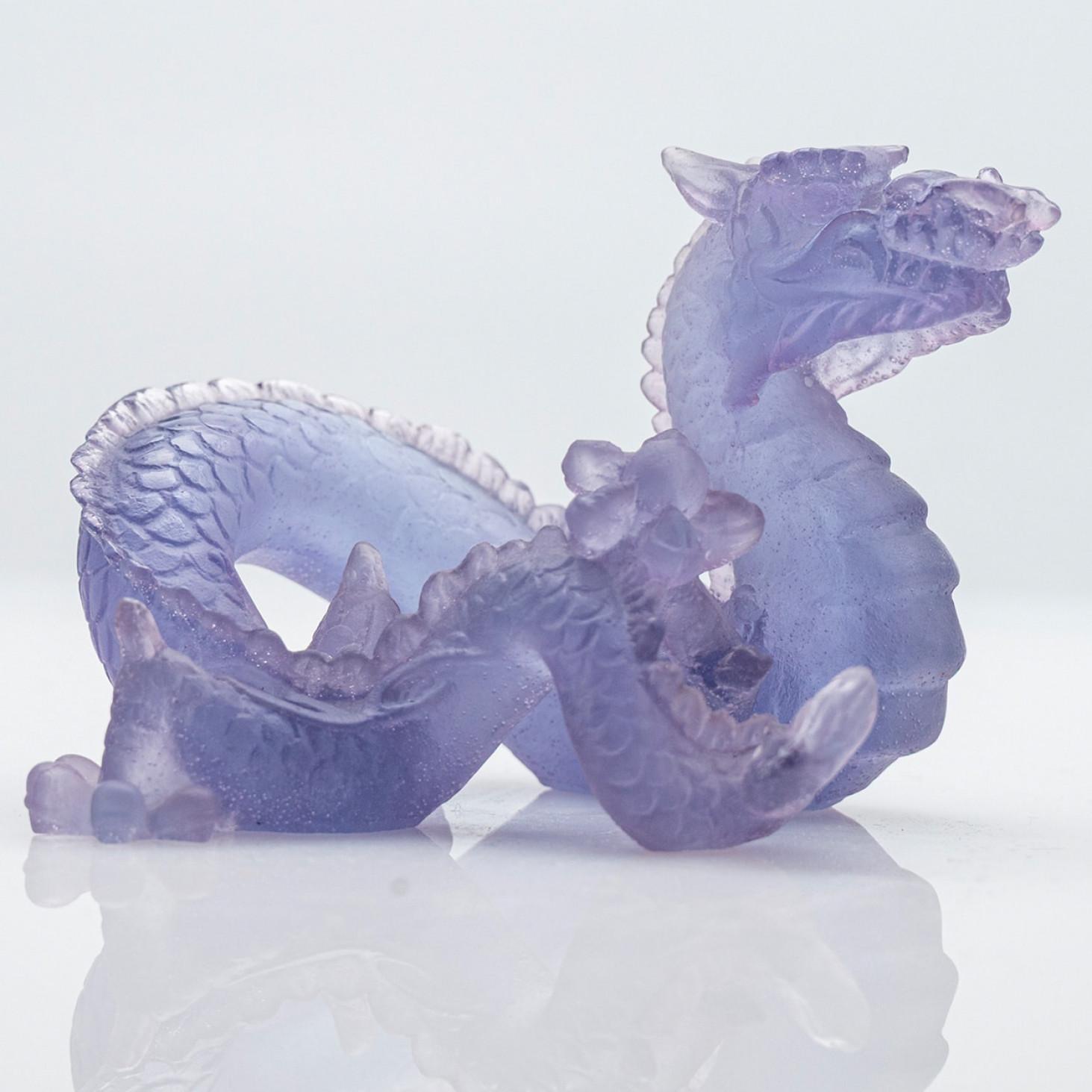 1 de las 4 esculturas Daum Art Glass Brown Green Clear Violet Dragon, Francia Art Nouveau en venta