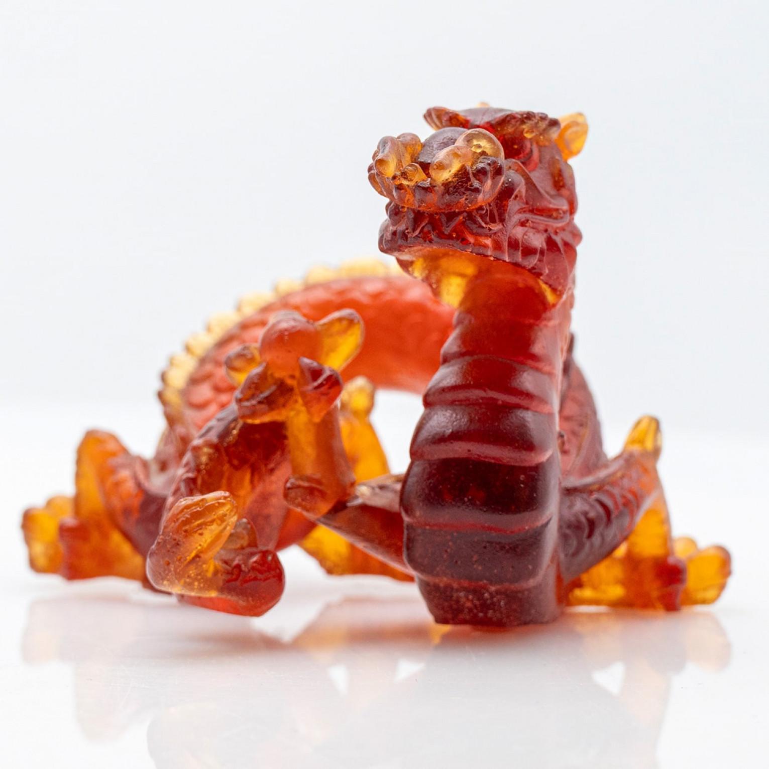 1 de las 4 esculturas Daum Art Glass Brown Green Clear Violet Dragon, Francia Otro en venta