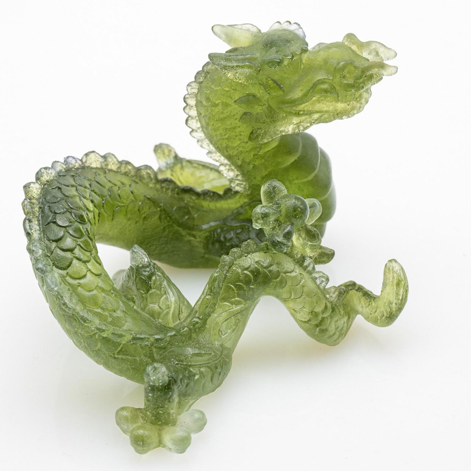 1 de las 4 esculturas Daum Art Glass Brown Green Clear Violet Dragon, Francia en Bueno estado para la venta en Rijssen, NL
