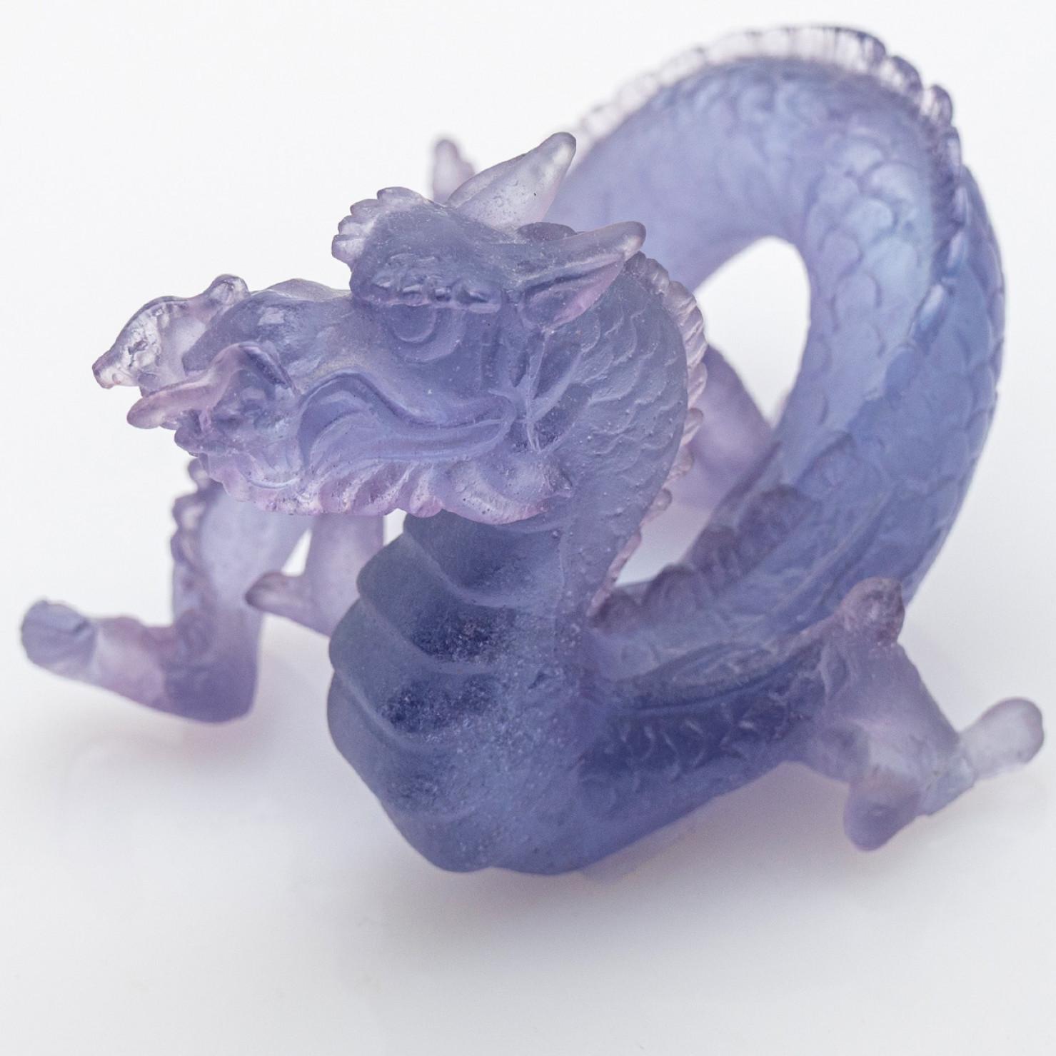 1 de las 4 esculturas Daum Art Glass Brown Green Clear Violet Dragon, Francia en venta 1