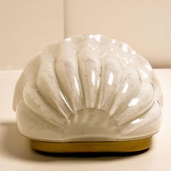 1 of the 4 Doria Wall Sconces Tulip shape, Opal Clear Textured Glass and Brass