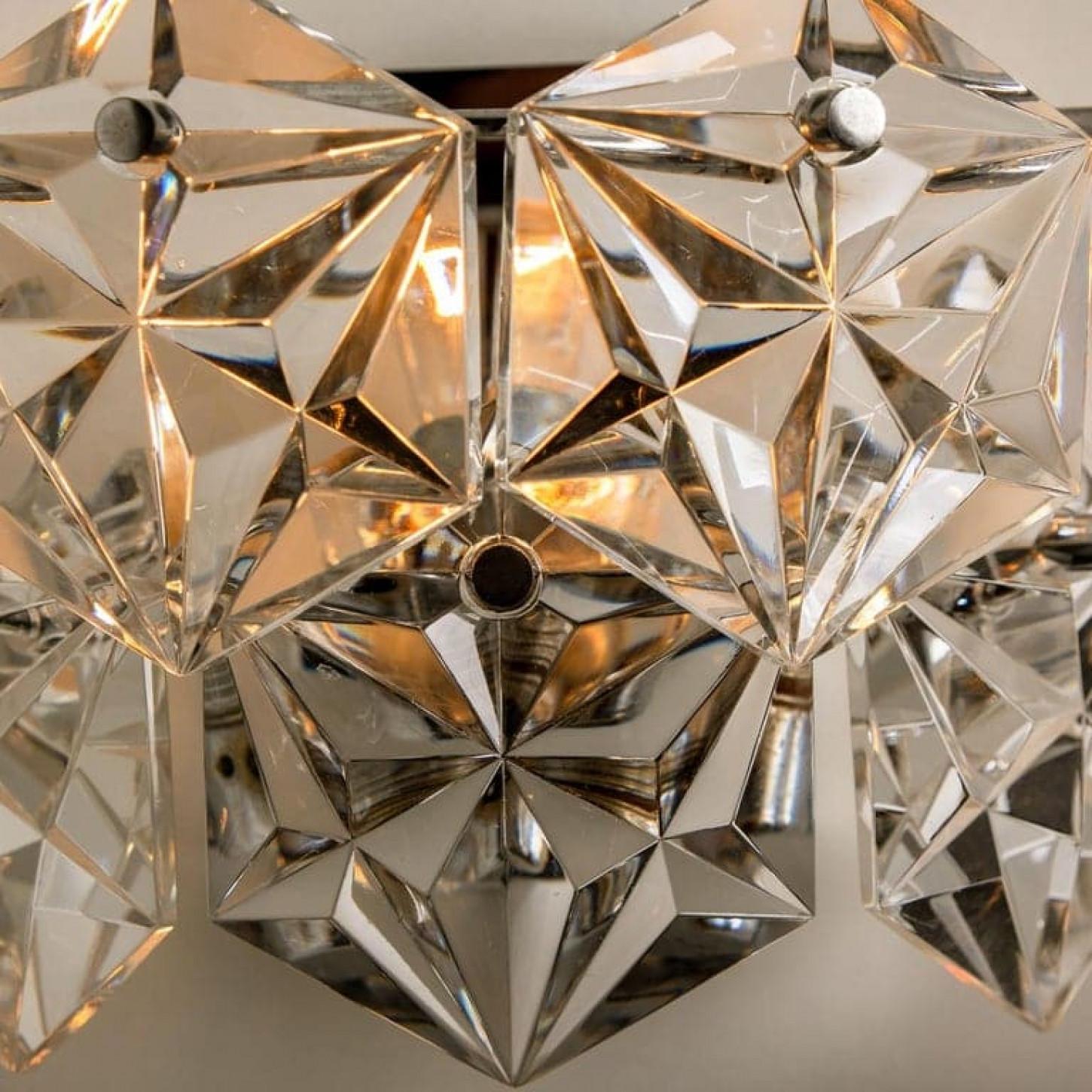 1 of the 4 Faceted Crystal and Chrome Sconces by Kinkeldey, Germany, 1970s in vendita 2