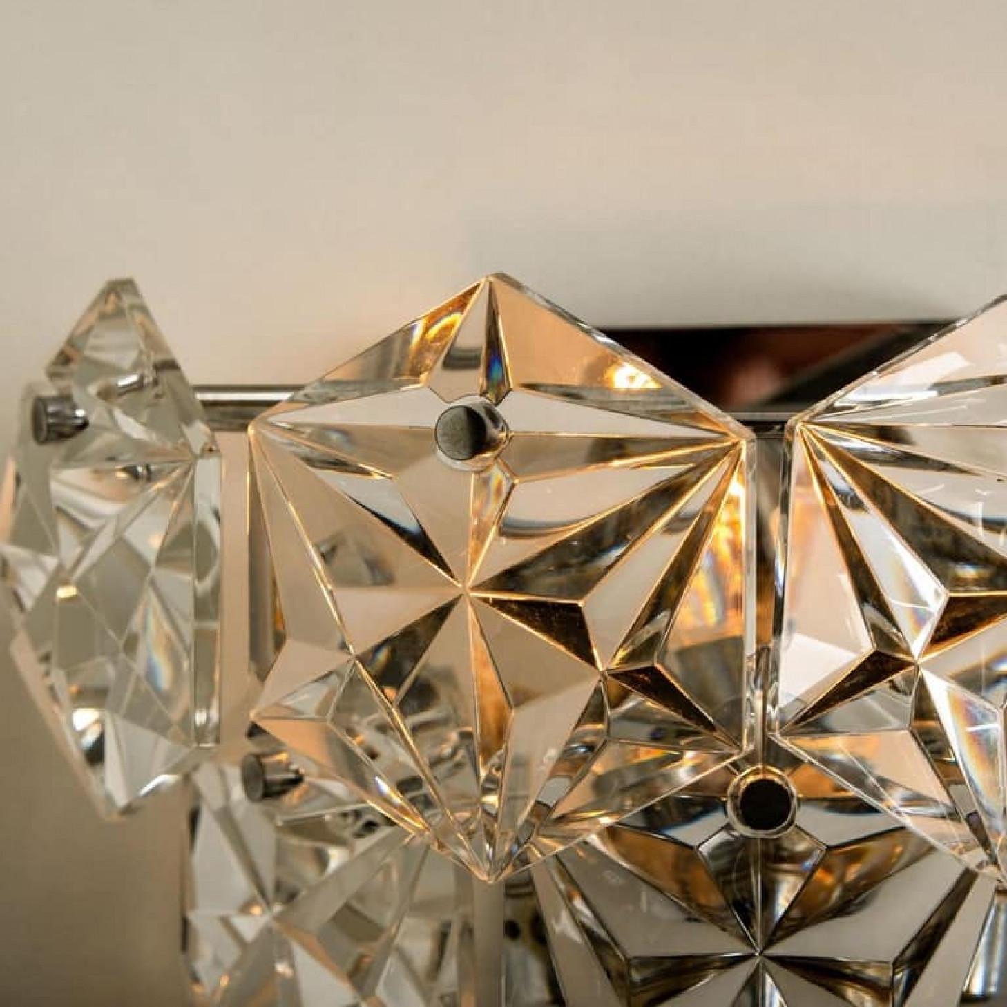 1 of the 4 Faceted Crystal and Chrome Sconces by Kinkeldey, Germany, 1970s in vendita 3