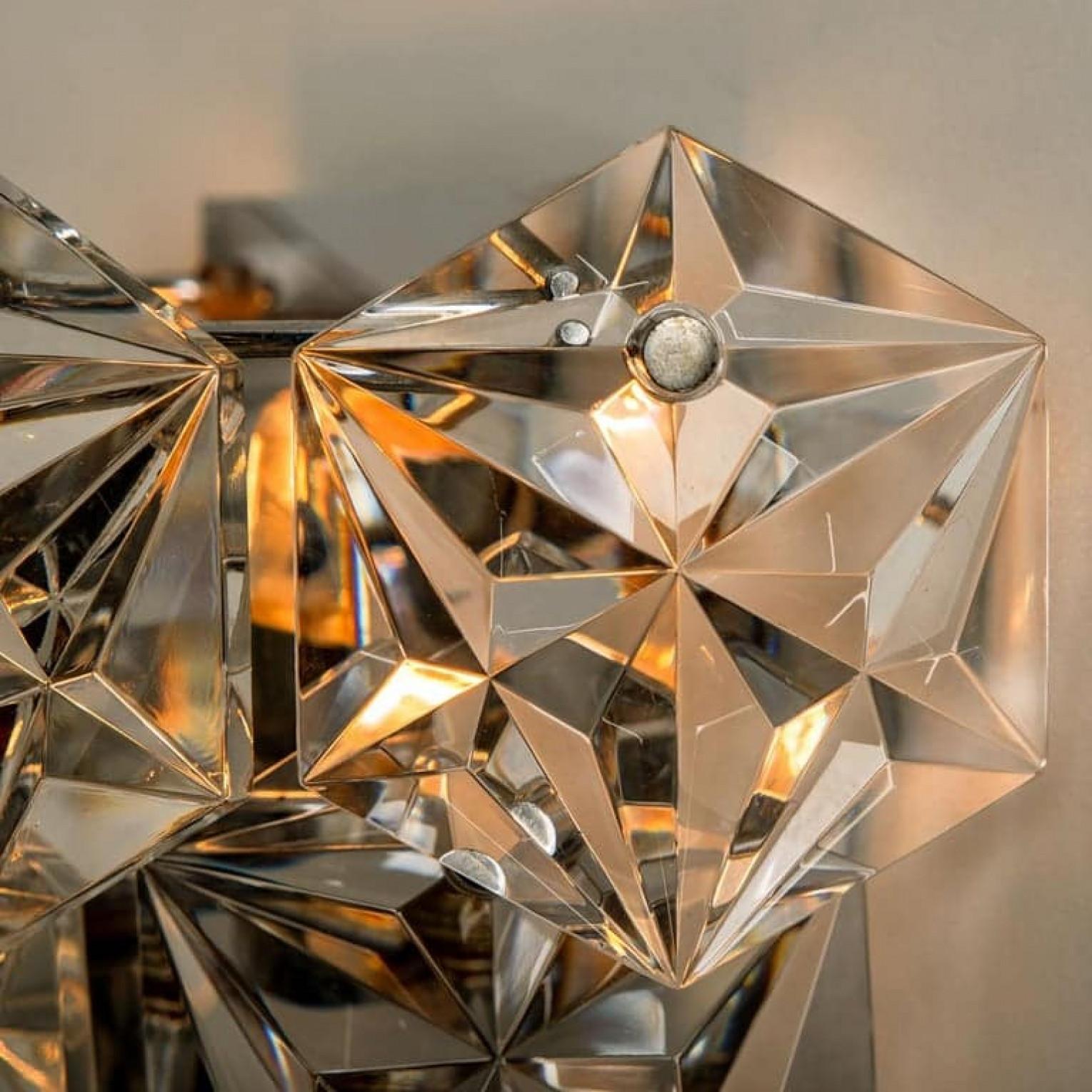 1 of the 4 Faceted Crystal and Chrome Sconces by Kinkeldey, Germany, 1970s in vendita 4