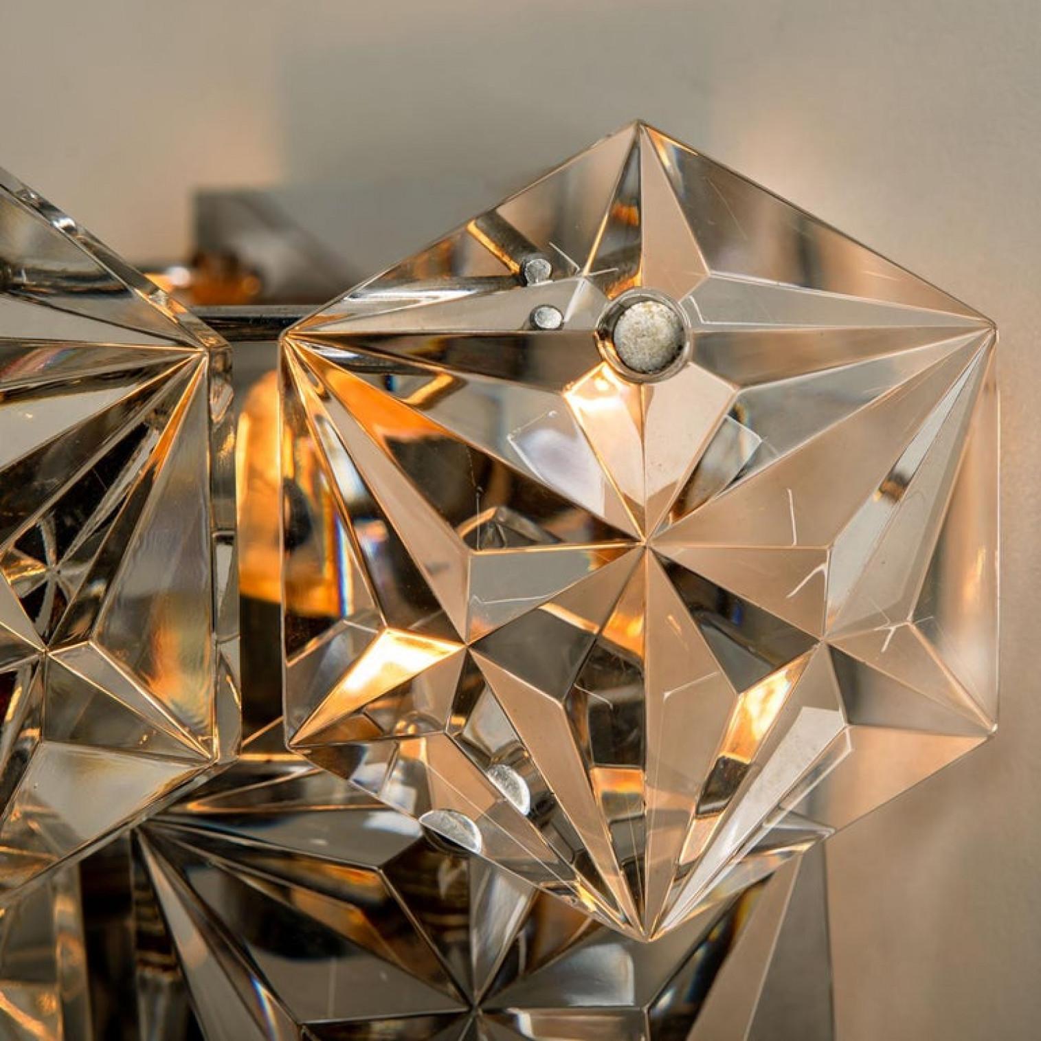 1 of the 4 Faceted Crystal and Chrome Sconces by Kinkeldey, Germany, 1970s For Sale 7