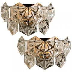 1 of the 4 Faceted Crystal and Chrome Sconces by Kinkeldey, Germany, 1970s