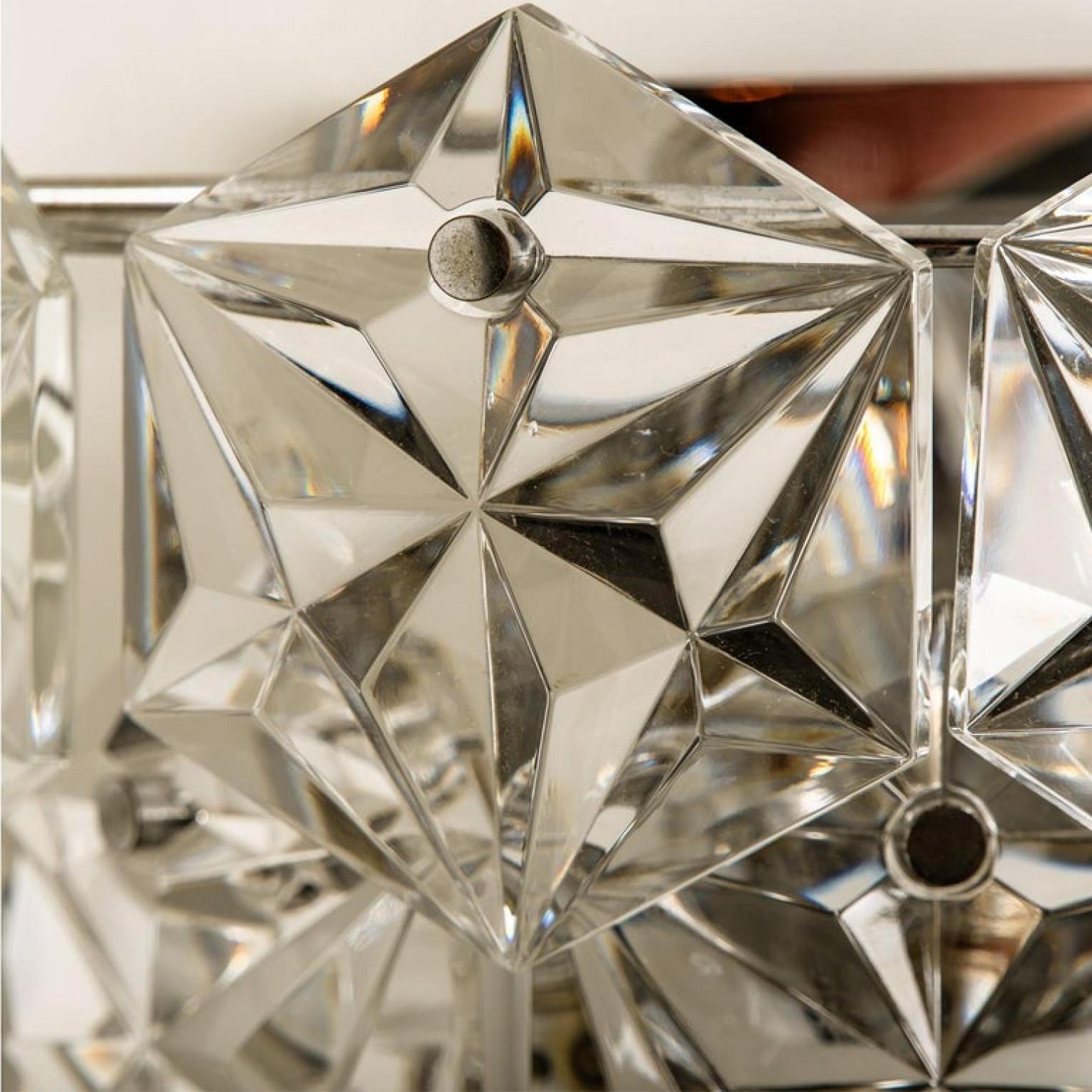 Nickel 1 of the 4 Faceted Crystal and Chrome Sconces by Kinkeldey, Germany, 1970s For Sale