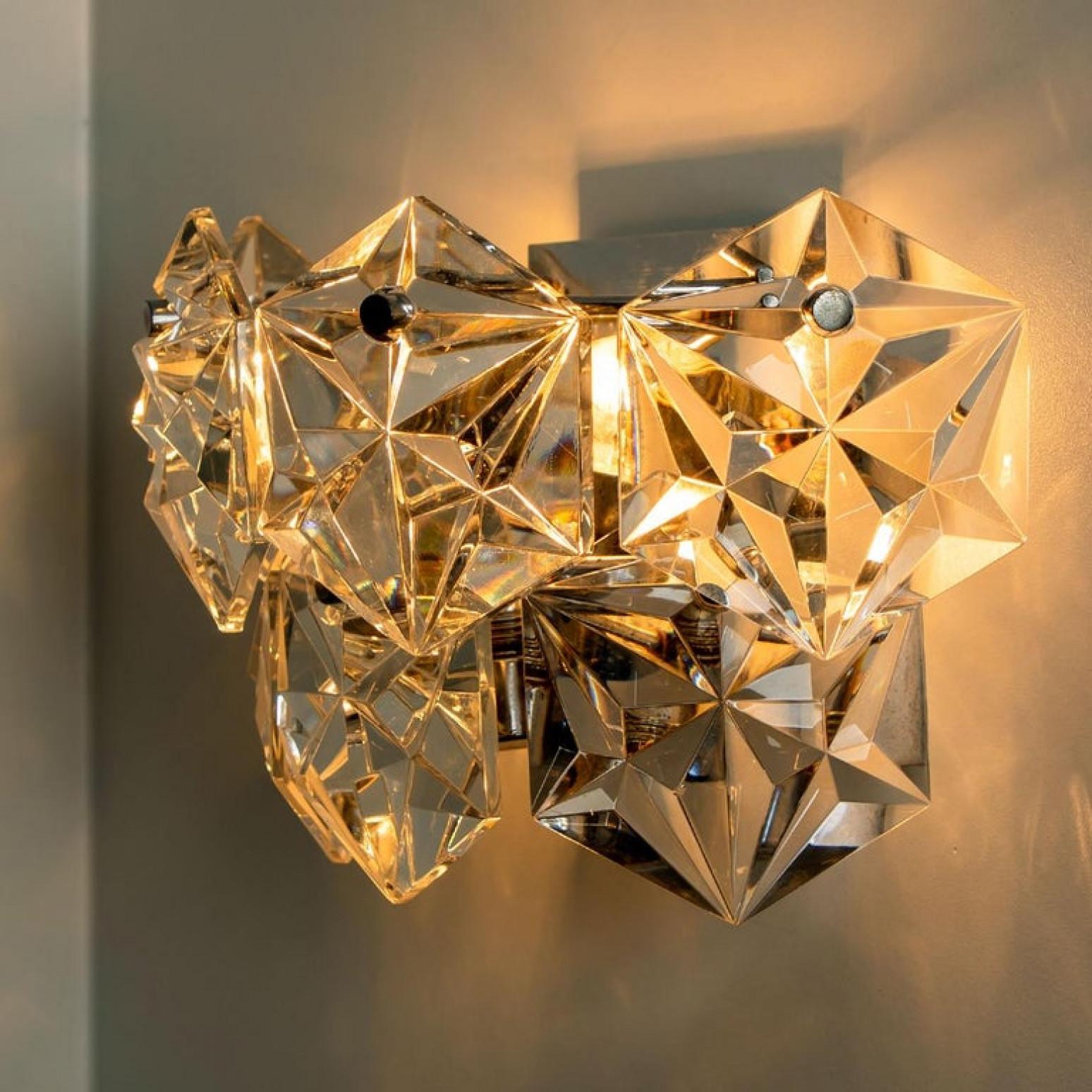 1 of the 4 Faceted Crystal and Chrome Sconces by Kinkeldey, Germany, 1970s For Sale 3