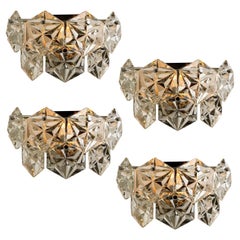 1 of the 4 Faceted Crystal and Chrome Sconces by Kinkeldey, Germany, 1970s