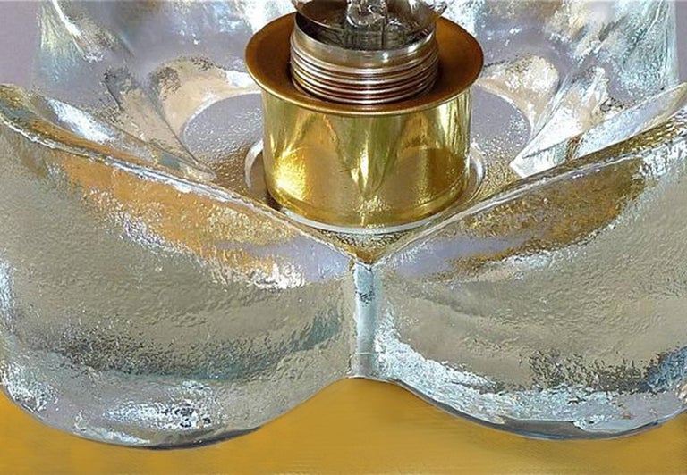 Mid-Century Modern 1 of the 4 Flower Wall Lights, Brass and Glass by Sische, 1970s For Sale