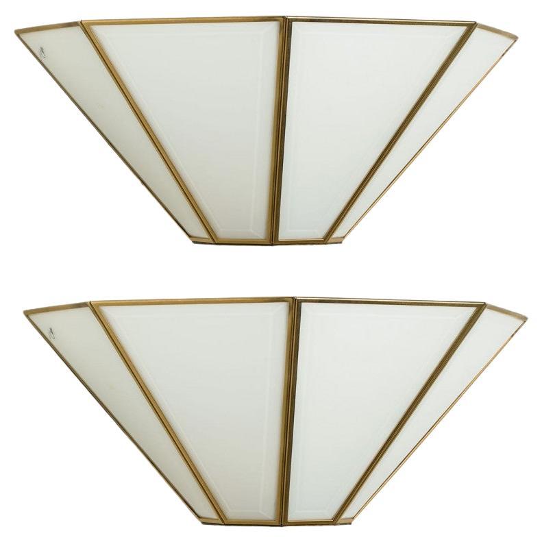 1 delle 4 applique geometriche in ottone dorato e bianco, 1970, Germania in vendita
