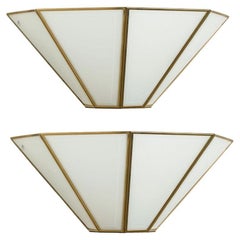 1 delle 4 applique geometriche in ottone dorato e bianco, 1970, Germania
