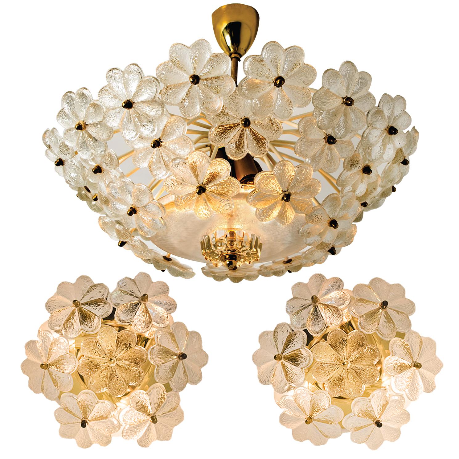 1 of the 4 Glass and Brass Floral Wall Lights from Ernst Palme, 1970s 12