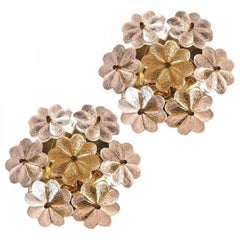 1 of the 4 Glass and Brass Floral Wall Lights from Ernst Palme, 1970s