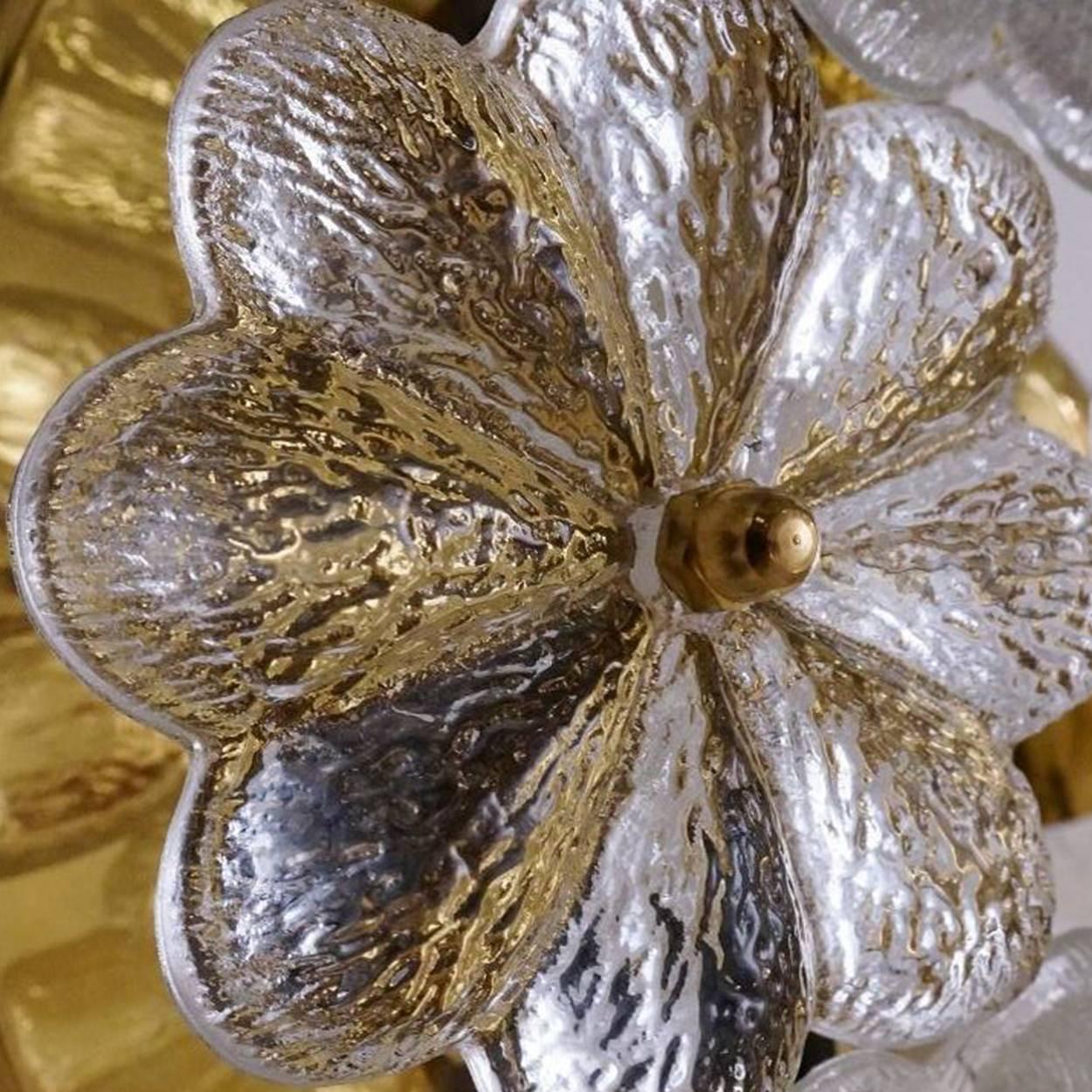 1 of the 4 Glass and Brass Floral Wall Lights from Ernst Palme, 1970s 2