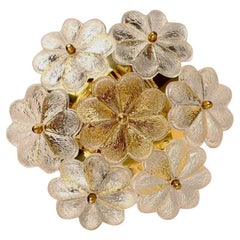 1 of the 4 Glass and Brass Floral Wall Lights from Ernst Palme, 1970s