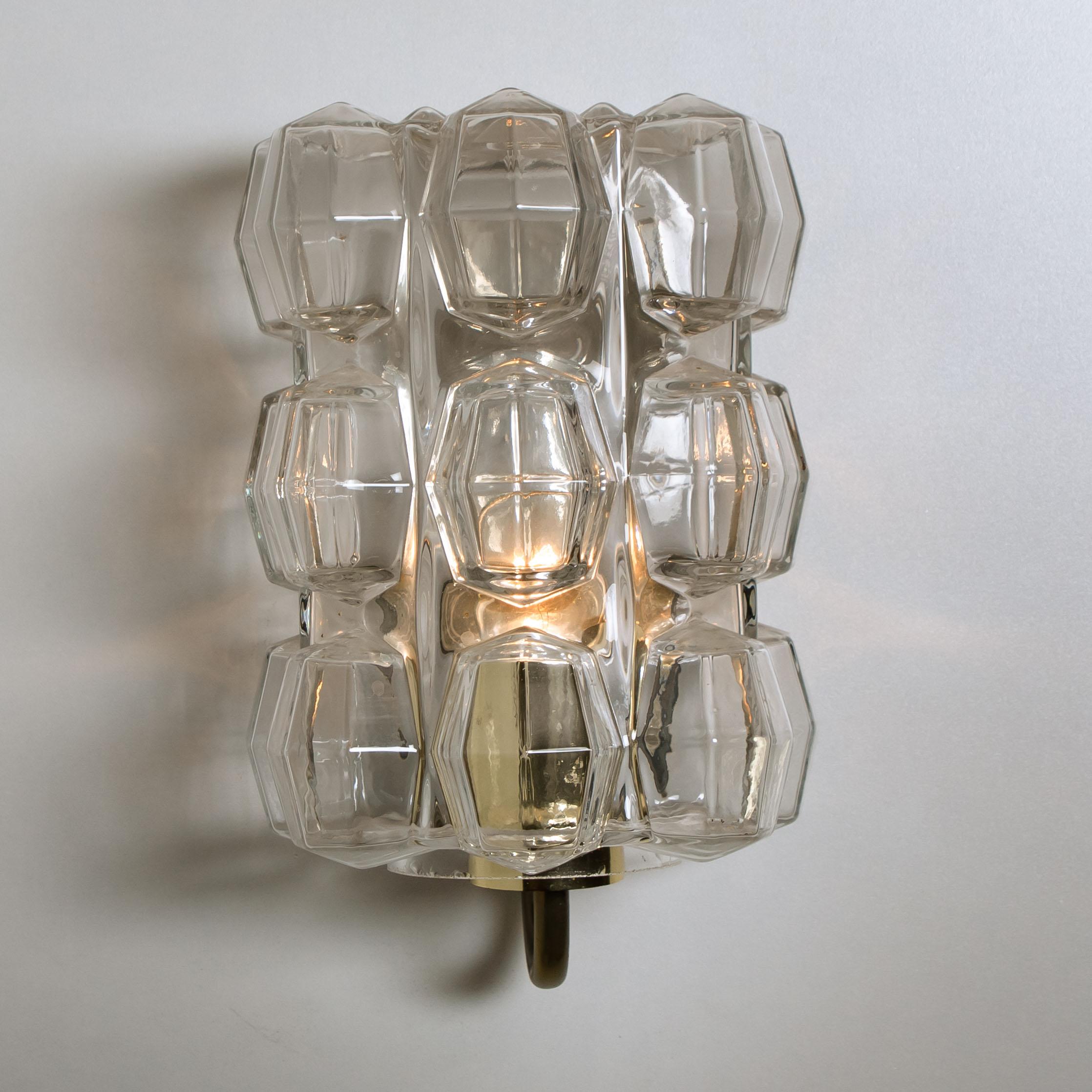 20th Century 1 of the 4 Glass Wall Lights Sconces by Helena Tynell for Glashütte Limburg 1960