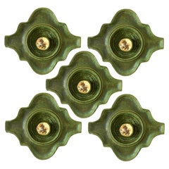 1 of the 4 Green Ceramic Wall Lights Keramik, Germany, 1960s