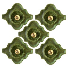 1 der 4 grünen Keramik-Wandleuchten Keramik, Deutschland, 1960er Jahre