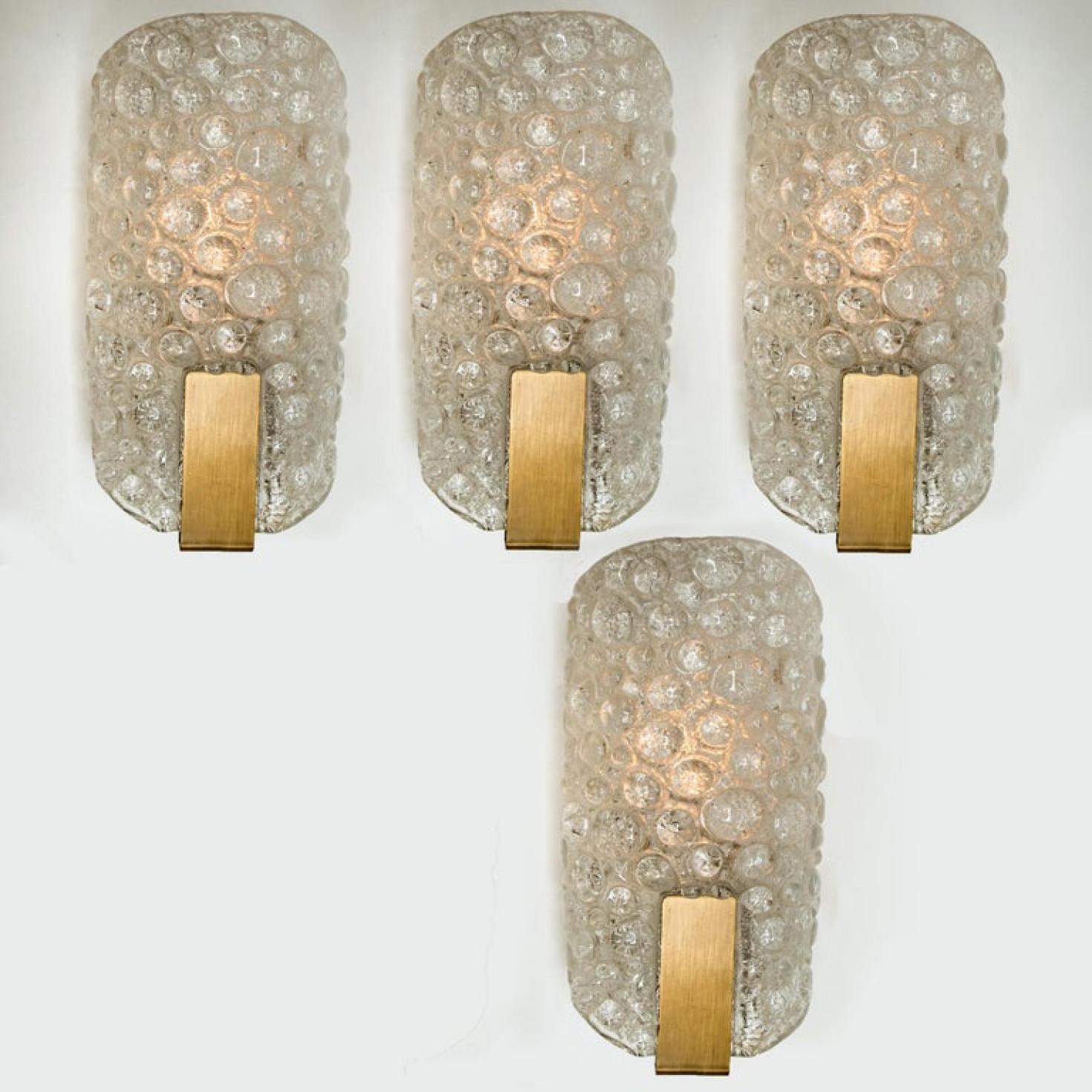 German 1 of the 4 Hillebrand Massive Murano Wall Light Fixtures, 1960 For Sale