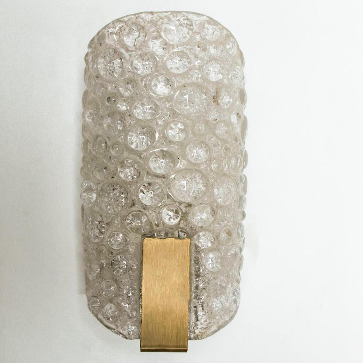 Brass 1 of the 4 Hillebrand Massive Murano Wall Light Fixtures, 1960 For Sale
