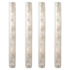 1 of the 4 Ice Glass Wall Light Fixtures by Hillebrand, Germany, 1960