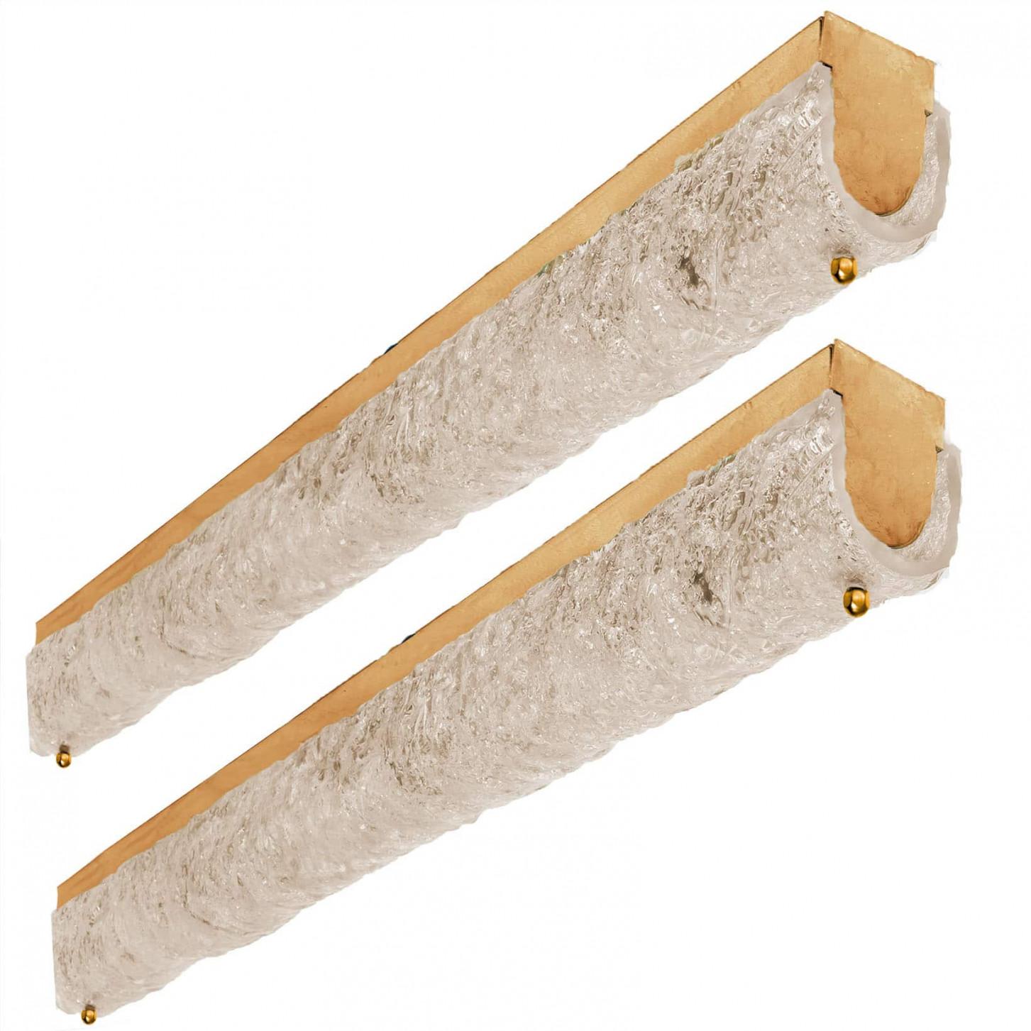 1 de los 4 apliques de cristal de hielo con latón de Hillebrand, Alemania, 1960 2