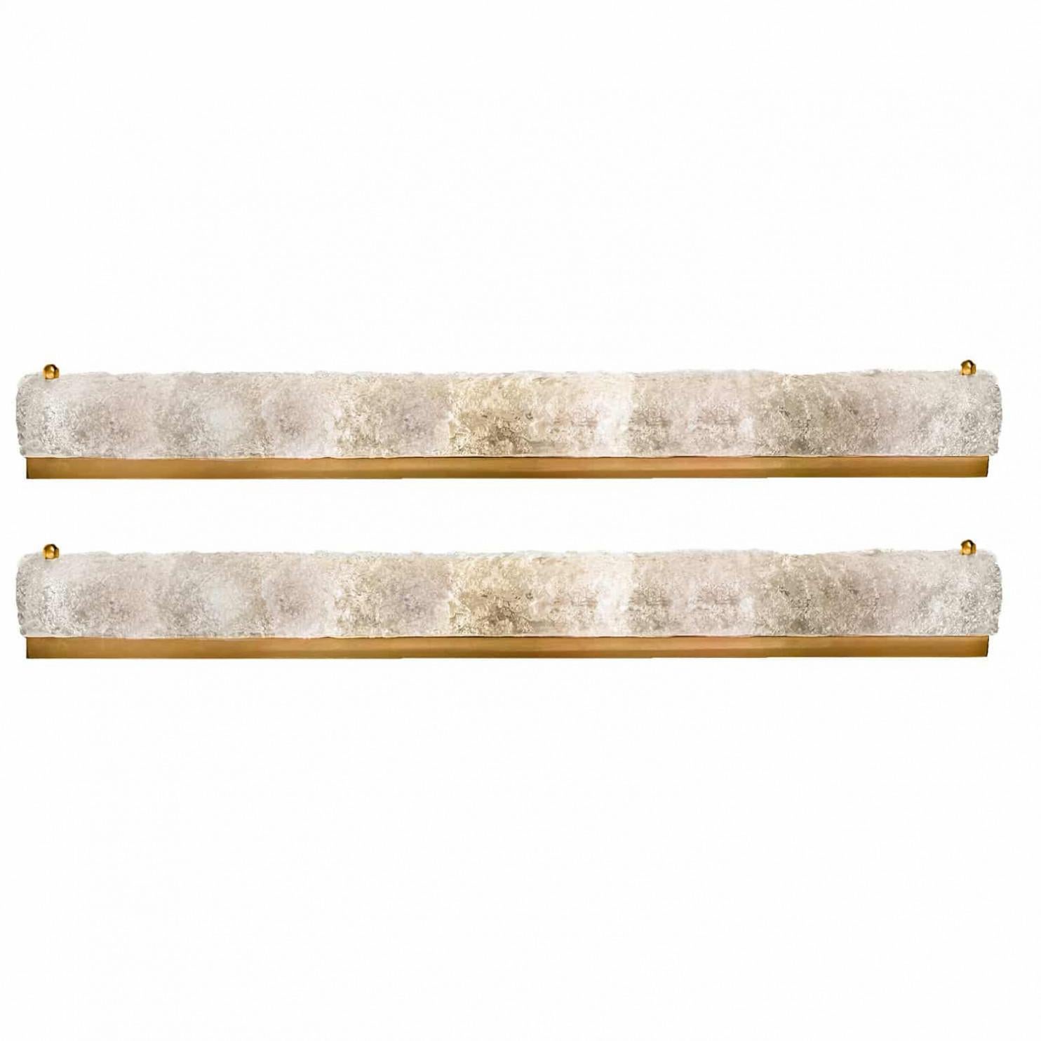 1 de los 4 apliques de cristal de hielo con latón de Hillebrand, Alemania, 1960 3