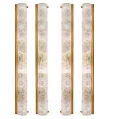 1 de los 4 apliques de cristal de hielo con latón de Hillebrand, Alemania, 1960